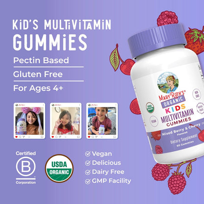 MARYRUTH'S Kinder-Vitamine | Multivitamin Gummis für Kinder ab 4 Jahren | Vegan | 60 Stück (1 Monatsvorrat)