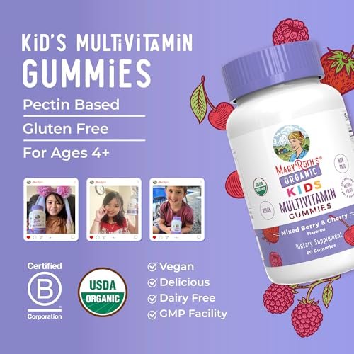 MARYRUTH'S Kinder-Vitamine | Multivitamin Gummis für Kinder ab 4 Jahren | Vegan | 60 Stück (1 Monatsvorrat)