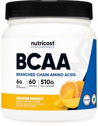 Nutricost BCAA Pulver (Orange Mango, 60 Portionen) - 2:1:1 Optimales Verhältnis, Glutenfrei, Nicht-GVO, Vegetarisch