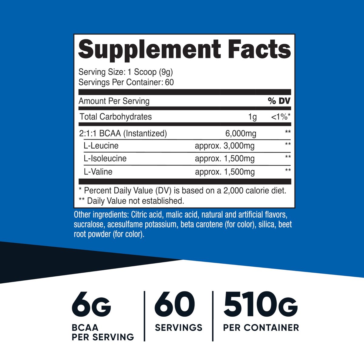 Nutricost BCAA Pulver (Orange Mango, 60 Portionen) - 2:1:1 Optimales Verhältnis, Glutenfrei, Nicht-GVO, Vegetarisch