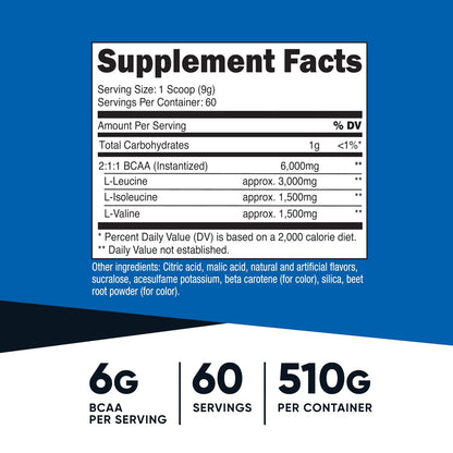 Nutricost BCAA Pulver (Orange Mango, 60 Portionen) - 2:1:1 Optimales Verhältnis, Glutenfrei, Nicht-GVO, Vegetarisch