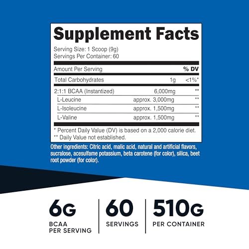Nutricost BCAA Pulver (Orange Mango, 60 Portionen) - 2:1:1 Optimales Verhältnis, Glutenfrei, Nicht-GVO, Vegetarisch