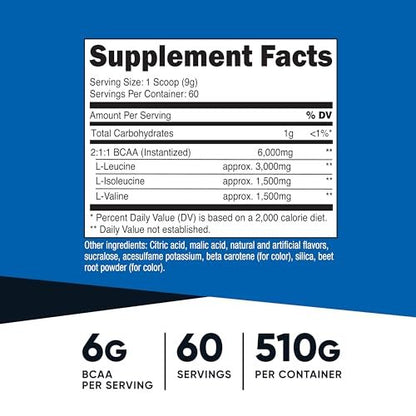 Nutricost BCAA Pulver (Orange Mango, 60 Portionen) - 2:1:1 Optimales Verhältnis, Glutenfrei, Nicht-GVO, Vegetarisch