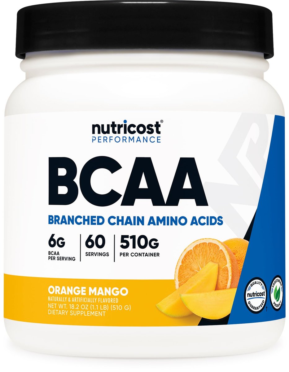 Nutricost BCAA Pulver (Orange Mango, 60 Portionen) - 2:1:1 Optimales Verhältnis, Glutenfrei, Nicht-GVO, Vegetarisch