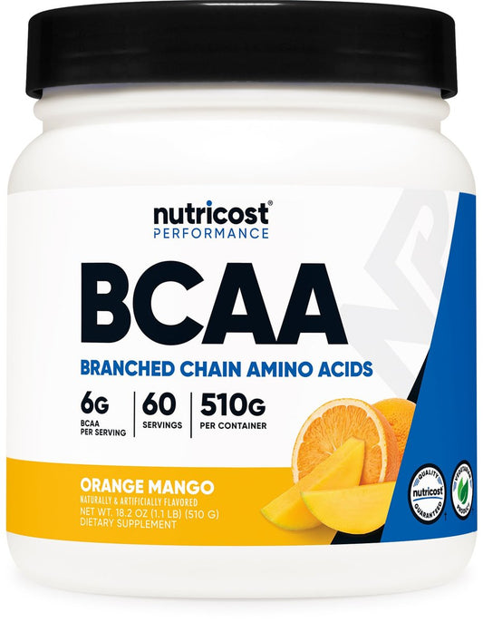 Nutricost BCAA Pulver (Orange Mango, 60 Portionen) - 2:1:1 Optimales Verhältnis, Glutenfrei, Nicht-GVO, Vegetarisch
