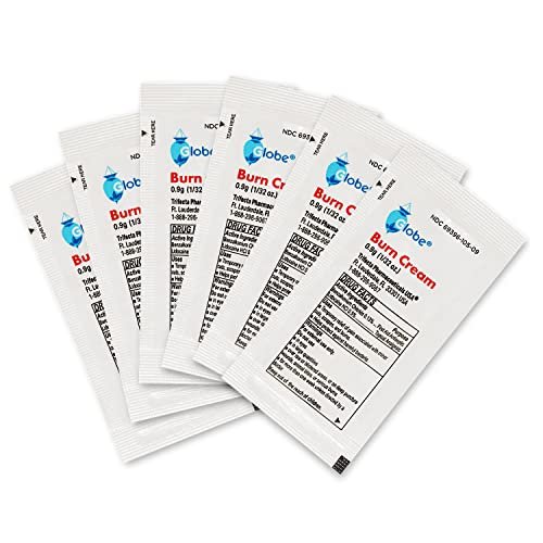 Globe First Aid Burn Cream 0,9 g Portionsbeutel (Box mit 144) – Erste-Hilfe-Creme zur Linderung von leichten Verbrennungen, Schnitt- und Schürfwunden