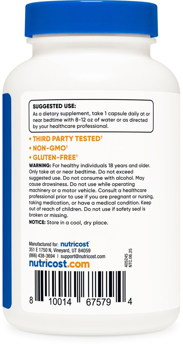 Nutricost Melatonin 20mg – 240 Kapseln, Non-GMO & Glutenfrei – Hochdosiertes Schlafmittel