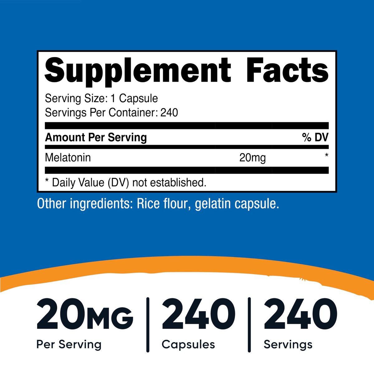 Nutricost Melatonin 20mg – 240 Kapseln, Non-GMO & Glutenfrei – Hochdosiertes Schlafmittel