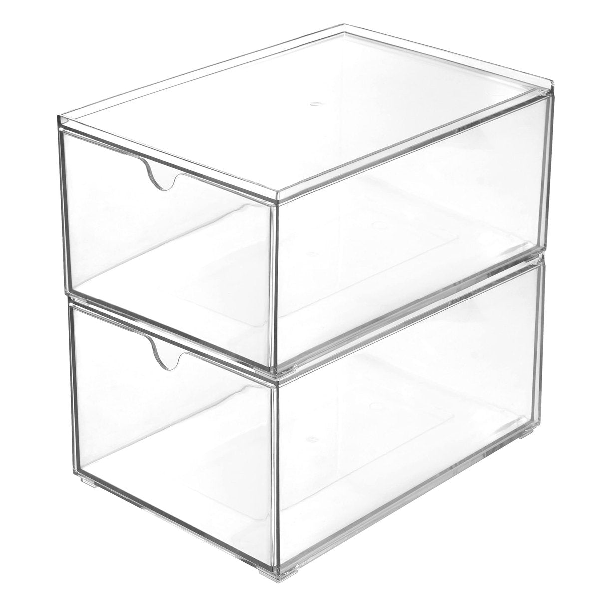 Youngever 2er-Pack stapelbare Kunststoff-Organizer-Schubladen, durchsichtige Kosmetik-Organizer, Make-up-Organizer-Schubladen