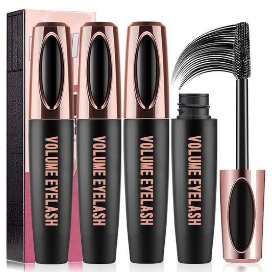 3er Pack 4D Seidenfaser Wimperntusche – Wasserfeste Mascara für verlängerte, voluminöse Wimpern – Schmutzfest, langanhaltend, hypoallergen