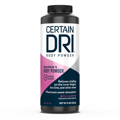 Certain Dri Körperpuder für Frauen - Talkumfrei - Dreifache Kontrolle von Schweiß, Geruch & Feuchtigkeit - Anti-Wundlaufen mit Calamin - Arztempfohlen für empfindliche Haut - 227 g