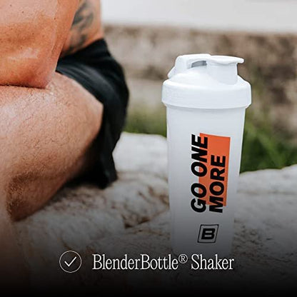 BARE PERFORMANCE NUTRITION Go One More BlenderBottle Shaker Flasche 28 oz mit Drahtschneebesen, Weiß
