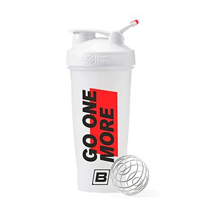 BARE PERFORMANCE NUTRITION Go One More BlenderBottle Shaker Flasche 28 oz mit Drahtschneebesen, Weiß