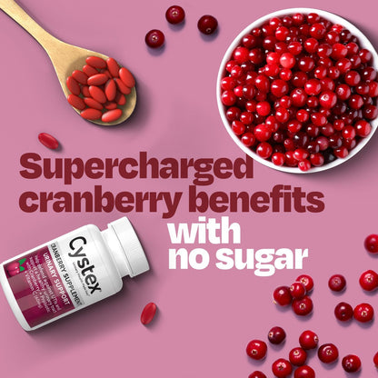 Cystex Cranberry Urinary Health Supplement – Cranberry, Probiotika, Präbiotika & Vitamin C für Harnwegs- und Vaginalgesundheit – pH- und Hefegleichgewicht – Zuckerfrei – 75 Kapseln