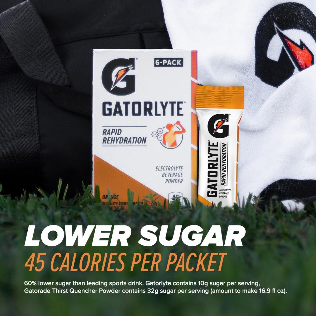 Gatorlyte Pulver Orange – 16,9 oz (6er Pack) – Elektrolyt-Getränkepulver zur schnellen Rehydrierung