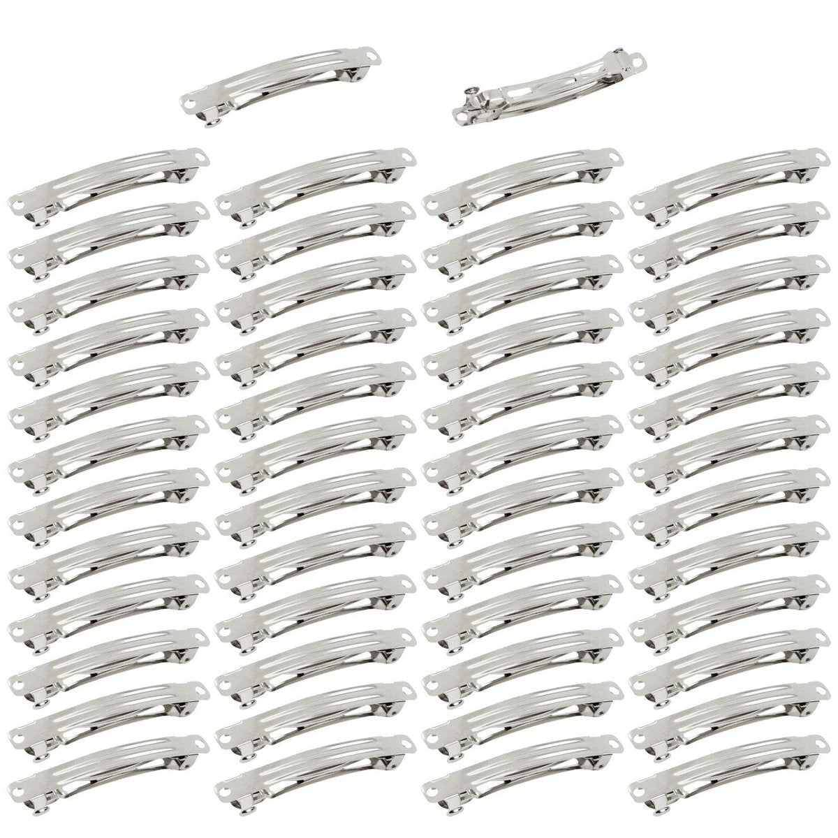 Cinaci 50 Stück 8 cm / 3 Zoll Silberne Blanko Metall DIY Fransen Haarspangen für Frauen und Mädchen