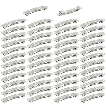 Cinaci 50 Stück 8 cm / 3 Zoll Silberne Blanko Metall DIY Fransen Haarspangen für Frauen und Mädchen