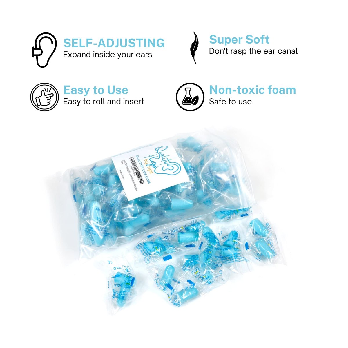 Qualitätsschaum Ohrstöpsel Blau - 50 Paar Großpackung, 32 dB Hochwertige Geräuschdämmende Ohrstöpsel für Schlafen, Schnarchen, Arbeit, Bau, Holzarbeiten - Einweg, Weich, Bequem & Schalldicht