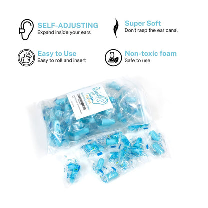 Qualitätsschaum Ohrstöpsel Blau - 50 Paar Großpackung, 32 dB Hochwertige Geräuschdämmende Ohrstöpsel für Schlafen, Schnarchen, Arbeit, Bau, Holzarbeiten - Einweg, Weich, Bequem & Schalldicht