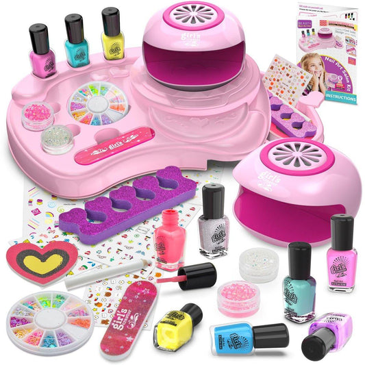 Amagoing Nagellack-Set für Mädchen von 7–12 Jahren – Kinder Nagelkunst Studio Kit, ungiftig, schnell trocknend, mit Nageltrockner, Aufbewahrungstisch, Glitzer – coole Geschenkideen für 8 9 10 11 Jahre