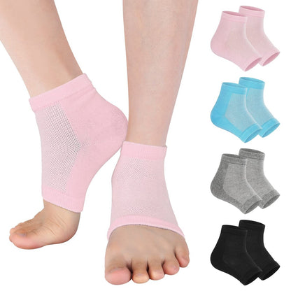 Vaincre Feuchtigkeitsspendende Fersensocken für trockene, rissige Füße – Damen, 4 Paar Fußpflege-Spa-Socken ohne Zehen für die nächtliche Behandlung rissiger Fersen (Reguläre Größe)