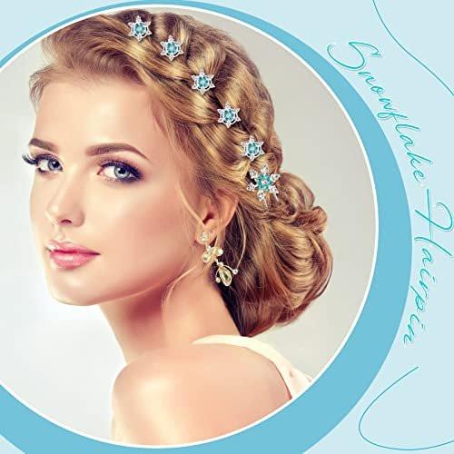30 Stück Schneeflocken-Haarklammern für Frauen – Kristall-Spiral-Haarnadeln, Rhinestone-Brillanten, Braut-Haarschmuck für Kostüm, Cosplay, Winterhochzeit, Weihnachtsfeier, 4 Stile