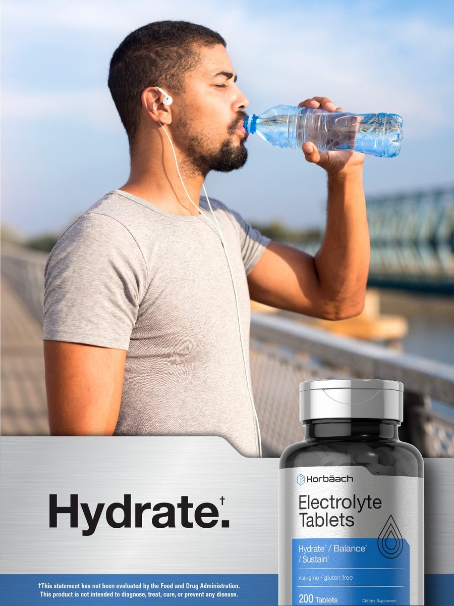 Horbäach Elektrolyt-Tabletten | 200 Stück | Unterstützt Hydratation, Balance & Vitalität | mit Calcium, Magnesium, Chlorid, Natrium und Kalium | Vegetarisch, Nicht-GVO & Glutenfrei