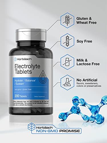 Horbäach Elektrolyt-Tabletten | 200 Stück | Unterstützt Hydratation, Balance & Vitalität | mit Calcium, Magnesium, Chlorid, Natrium und Kalium | Vegetarisch, Nicht-GVO & Glutenfrei