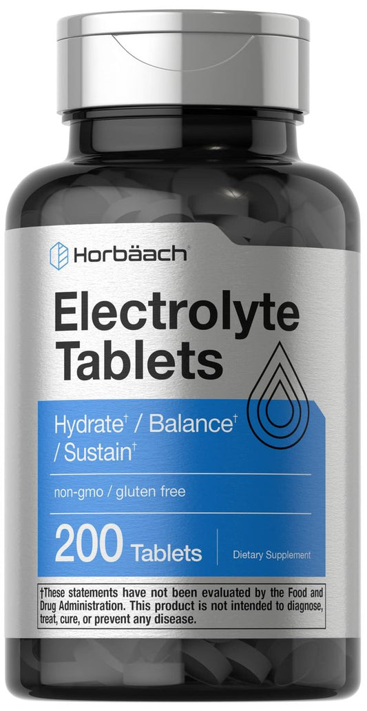 Horbäach Elektrolyt-Tabletten | 200 Stück | Unterstützt Hydratation, Balance & Vitalität | mit Calcium, Magnesium, Chlorid, Natrium und Kalium | Vegetarisch, Nicht-GVO & Glutenfrei