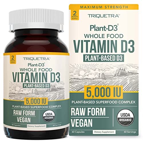 Bio Vitamin D3 5.000 IE – 100 % Vollwertkost & pflanzliches Cholecalciferol, veganes Vitamin D – angereichert mit Präbiotika & Superfood-Komplex – Bio, vegan, ohne Gentechnik & glutenfrei (60 Kapseln)