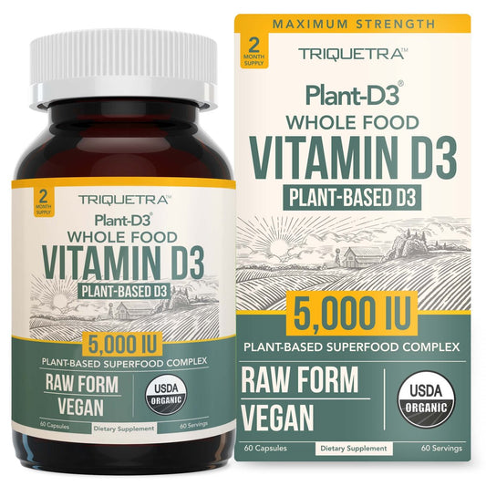 Bio Vitamin D3 5.000 IE – 100 % Vollwertkost & pflanzliches Cholecalciferol, veganes Vitamin D – angereichert mit Präbiotika & Superfood-Komplex – Bio, vegan, ohne Gentechnik & glutenfrei (60 Kapseln)