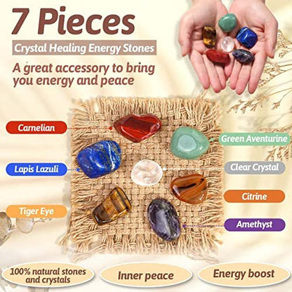 Evatage Kristall-Anhänger-Set mit 7 Chakra-Heilsteinen – 6 verstellbare Kristallkäfige für Yoga, Meditation, Schmuck und Wohnkultur