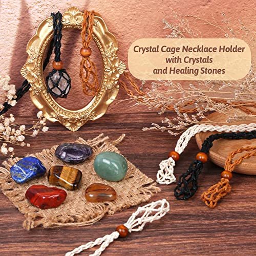 Evatage Kristall-Anhänger-Set mit 7 Chakra-Heilsteinen – 6 verstellbare Kristallkäfige für Yoga, Meditation, Schmuck und Wohnkultur