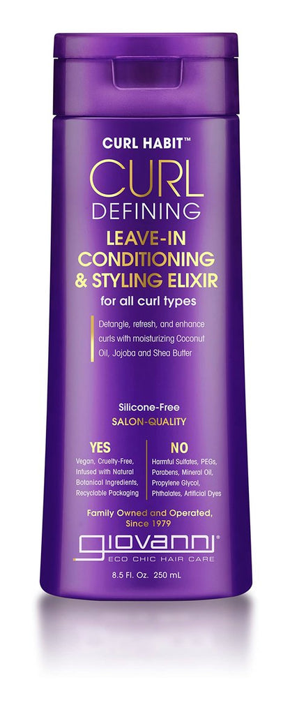 GIOVANNI Curl Habit Lockencreme Leave-In Conditioner & Styling Elixier – Für alle Lockentypen, vegan, tierversuchsfrei – 240 ml