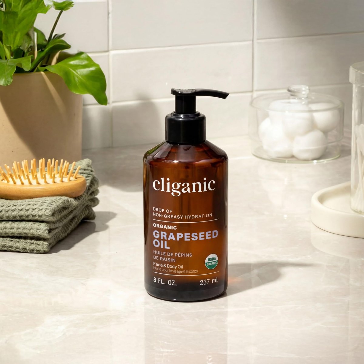 Cliganic Bio Traubenkernöl, 100% rein – Für Haut, Haare & Gesicht | Kaltgepresst, unraffiniert