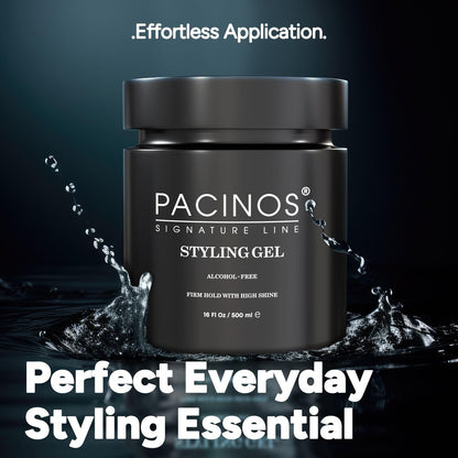 Pacinos Haar-Gel für Männer – Starker Halt mit flexibler Styling-Option – Hochglänzender Wet-Look – Wasserbasierte Formel, leicht auswaschbar – Keine Flocken – Für alle Haartypen – Styling bleibt den ganzen Tag an Ort und Stelle – 16 oz