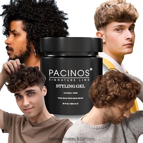 Pacinos Haar-Gel für Männer – Starker Halt mit flexibler Styling-Option – Hochglänzender Wet-Look – Wasserbasierte Formel, leicht auswaschbar – Keine Flocken – Für alle Haartypen – Styling bleibt den ganzen Tag an Ort und Stelle – 16 oz