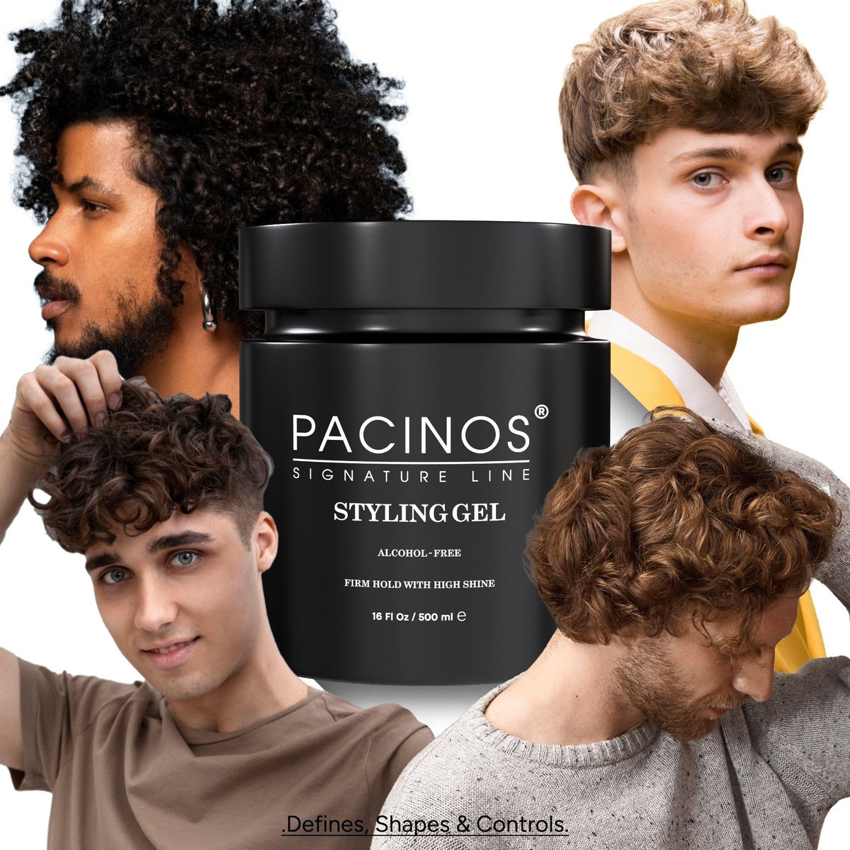 Pacinos Haar-Gel für Männer – Starker Halt mit flexibler Styling-Option – Hochglänzender Wet-Look – Wasserbasierte Formel, leicht auswaschbar – Keine Flocken – Für alle Haartypen – Styling bleibt den ganzen Tag an Ort und Stelle – 16 oz