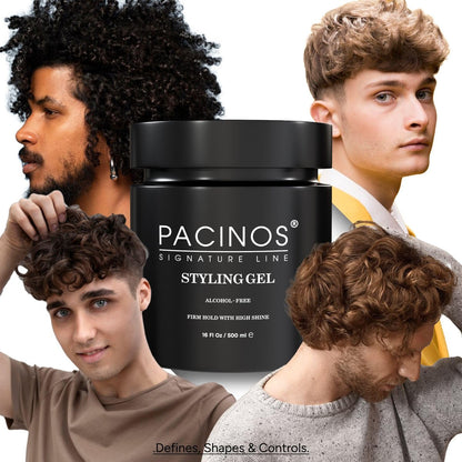Pacinos Haar-Gel für Männer – Starker Halt mit flexibler Styling-Option – Hochglänzender Wet-Look – Wasserbasierte Formel, leicht auswaschbar – Keine Flocken – Für alle Haartypen – Styling bleibt den ganzen Tag an Ort und Stelle – 16 oz