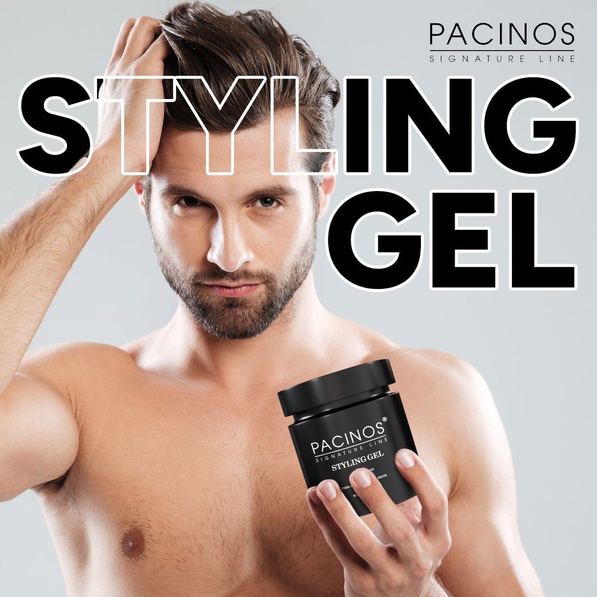 Pacinos Haar-Gel für Männer – Starker Halt mit flexibler Styling-Option – Hochglänzender Wet-Look – Wasserbasierte Formel, leicht auswaschbar – Keine Flocken – Für alle Haartypen – Styling bleibt den ganzen Tag an Ort und Stelle – 16 oz