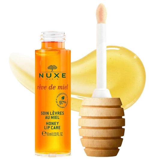 NUXE Rêve de Miel Honig-Lippglanz mit Vitamin E und Lavendel für feuchtigkeitsspendende, glänzende Lippen, 97 % natürlich, 10 ml