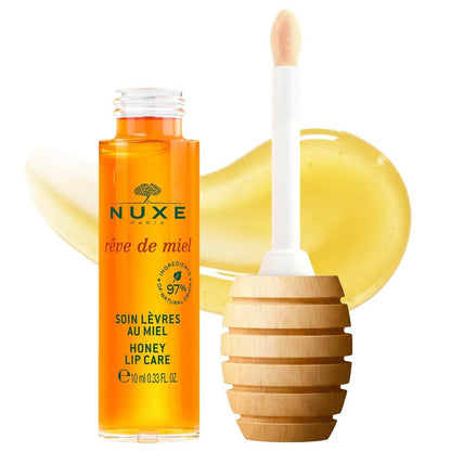 NUXE Rêve de Miel Honig-Lippglanz mit Vitamin E und Lavendel für feuchtigkeitsspendende, glänzende Lippen, 97 % natürlich, 10 ml