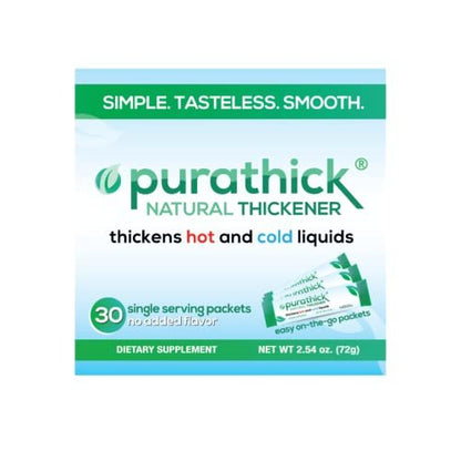 Purathick Natürlicher Eindicker – 30 Portionssticks zum Andicken von heißen und kalten Flüssigkeiten für Menschen mit Dysphagie (1 Box)