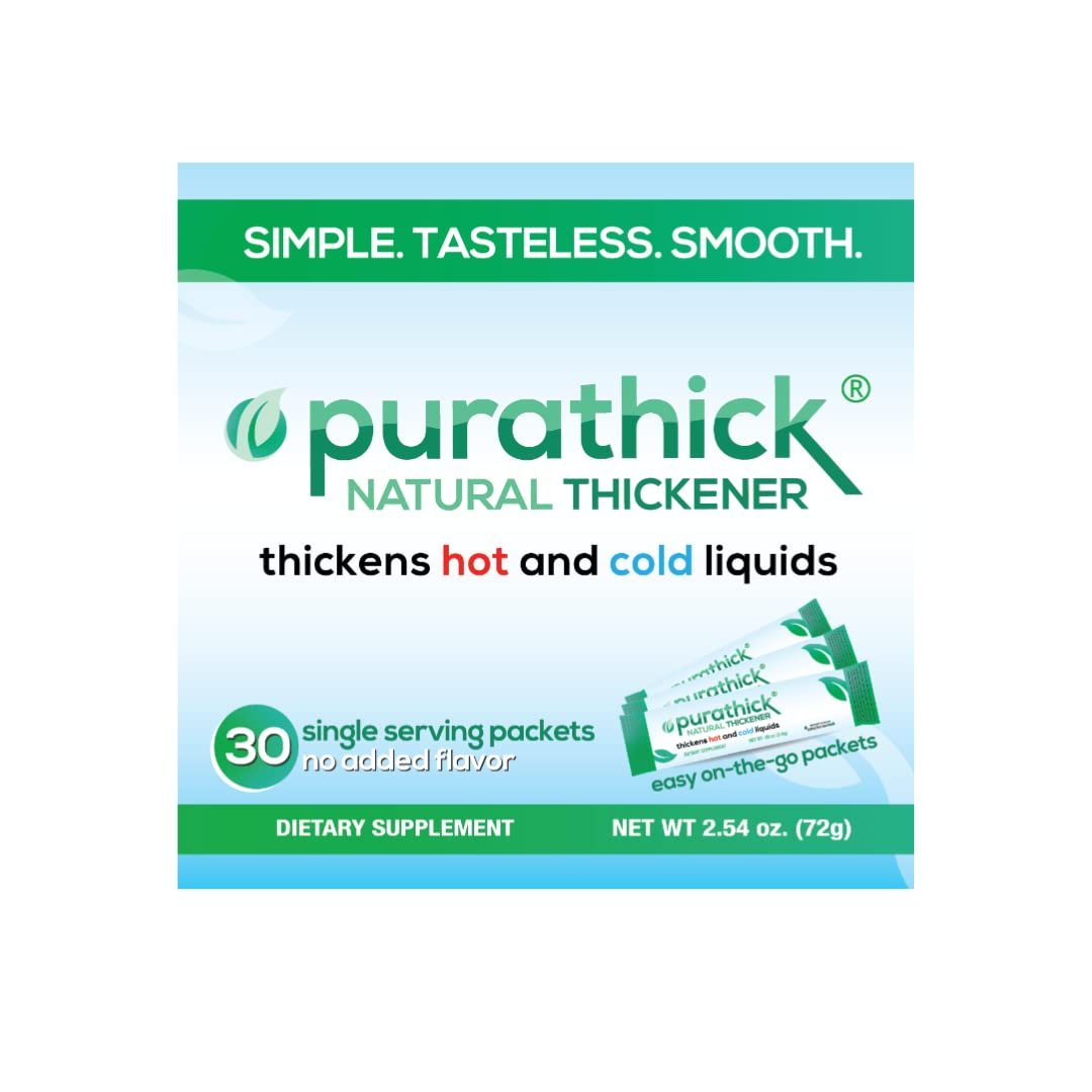 Purathick Natürlicher Eindicker – 30 Portionssticks zum Andicken von heißen und kalten Flüssigkeiten für Menschen mit Dysphagie (1 Box)