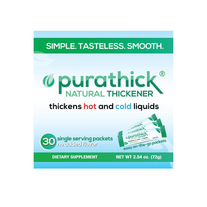 Purathick Natürlicher Eindicker – 30 Portionssticks zum Andicken von heißen und kalten Flüssigkeiten für Menschen mit Dysphagie (1 Box)