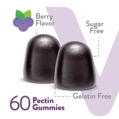 VITEEY Sambucus Holunderbeeren Gummibärchen für Erwachsene & Jugendliche + Zink & Vitamin C - Zuckerfrei - Immununterstützung & Booster Kräuterergänzung - Vegan, Glutenfrei, Gelatinefrei, GVO-frei, Kaubar mit Beerengeschmack