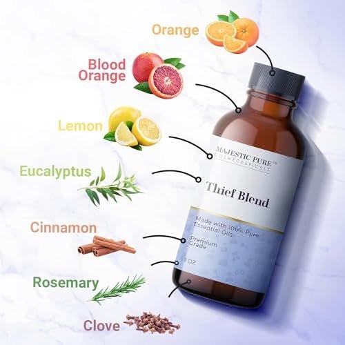 Majestic Pure Ätherisches Öl Blend mit Eukalyptus, Rosmarin, Zitrone & anderen Ölen | 100% reines Premiumöl für Stimmungsaufhellung, DIY-Produkte, Reinigung | Ätherische Öle für Diffuser & Aromatherapie | 30 ml