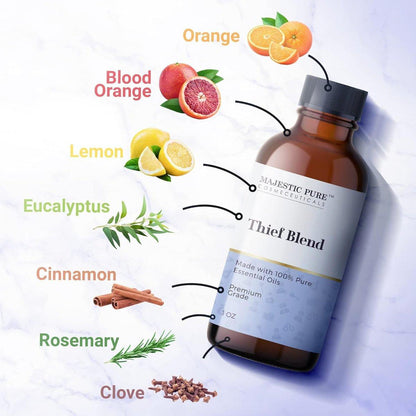 Majestic Pure Ätherisches Öl Blend mit Eukalyptus, Rosmarin, Zitrone & anderen Ölen | 100% reines Premiumöl für Stimmungsaufhellung, DIY-Produkte, Reinigung | Ätherische Öle für Diffuser & Aromatherapie | 30 ml