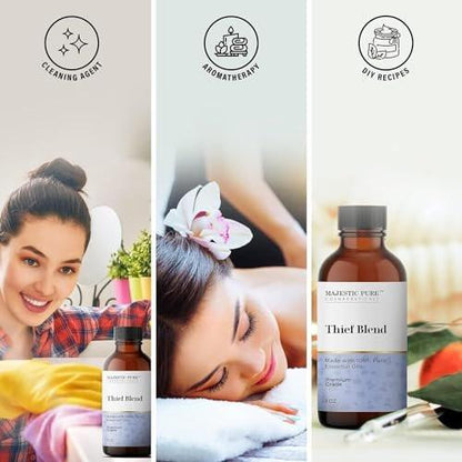 Majestic Pure Ätherisches Öl Blend mit Eukalyptus, Rosmarin, Zitrone & anderen Ölen | 100% reines Premiumöl für Stimmungsaufhellung, DIY-Produkte, Reinigung | Ätherische Öle für Diffuser & Aromatherapie | 30 ml