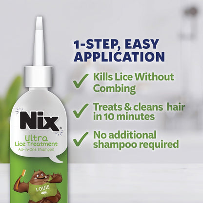 Nix Läuse Behandlung & Präventions-Kit – All-in-One Shampoo (118 ml) mit Läusekamm und täglichem Leave-in Spray (177 ml)